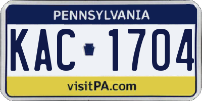 PA license plate KAC1704