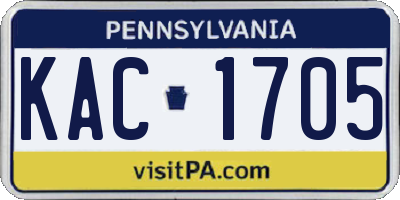 PA license plate KAC1705