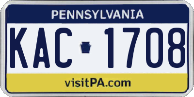 PA license plate KAC1708