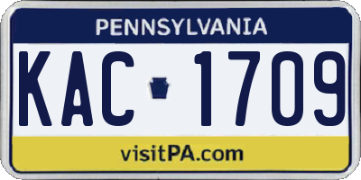 PA license plate KAC1709