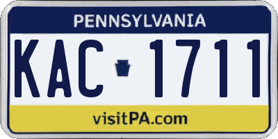 PA license plate KAC1711