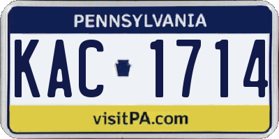 PA license plate KAC1714