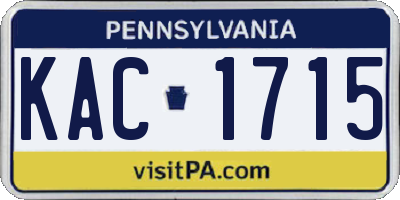 PA license plate KAC1715