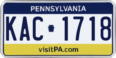 PA license plate KAC1718