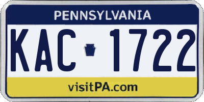 PA license plate KAC1722