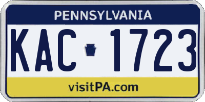 PA license plate KAC1723
