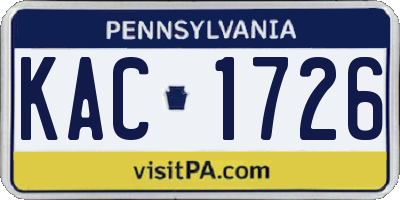 PA license plate KAC1726