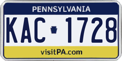 PA license plate KAC1728