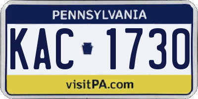 PA license plate KAC1730