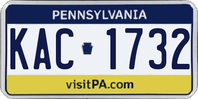 PA license plate KAC1732