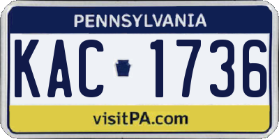 PA license plate KAC1736