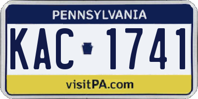 PA license plate KAC1741