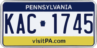 PA license plate KAC1745