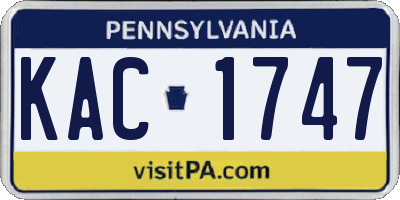 PA license plate KAC1747