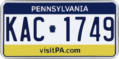 PA license plate KAC1749