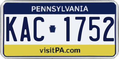 PA license plate KAC1752