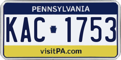 PA license plate KAC1753