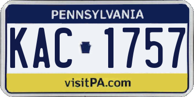 PA license plate KAC1757