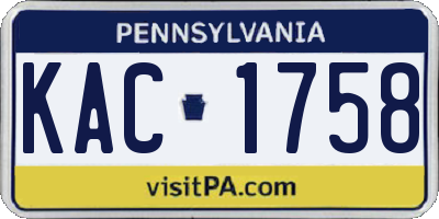 PA license plate KAC1758