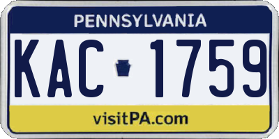 PA license plate KAC1759