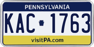 PA license plate KAC1763