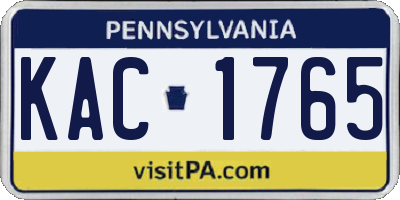 PA license plate KAC1765