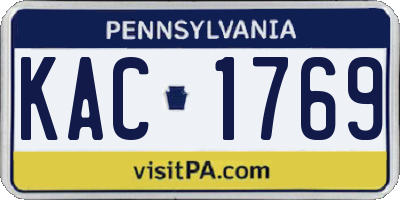 PA license plate KAC1769
