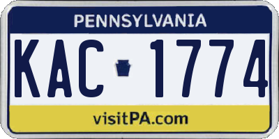 PA license plate KAC1774