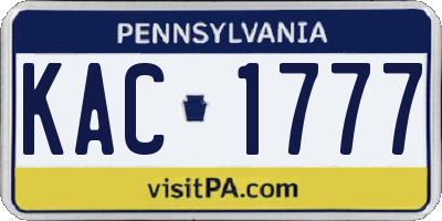PA license plate KAC1777