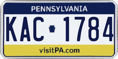 PA license plate KAC1784