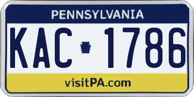 PA license plate KAC1786