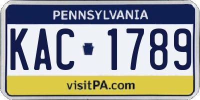PA license plate KAC1789