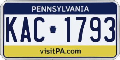 PA license plate KAC1793