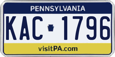 PA license plate KAC1796