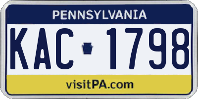 PA license plate KAC1798