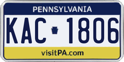 PA license plate KAC1806