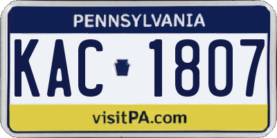 PA license plate KAC1807