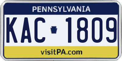PA license plate KAC1809