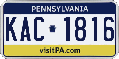 PA license plate KAC1816