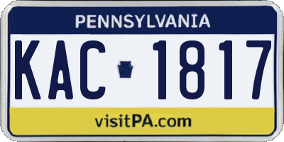 PA license plate KAC1817
