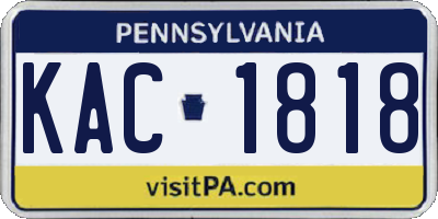 PA license plate KAC1818