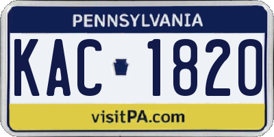 PA license plate KAC1820