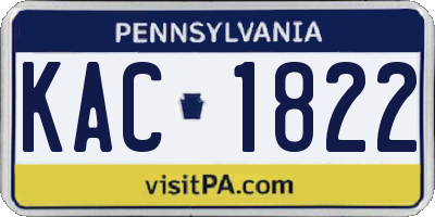 PA license plate KAC1822