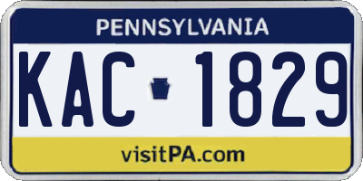 PA license plate KAC1829