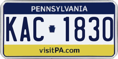 PA license plate KAC1830