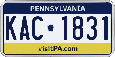 PA license plate KAC1831