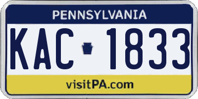 PA license plate KAC1833