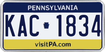 PA license plate KAC1834