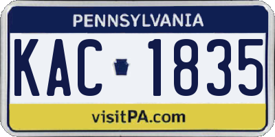 PA license plate KAC1835