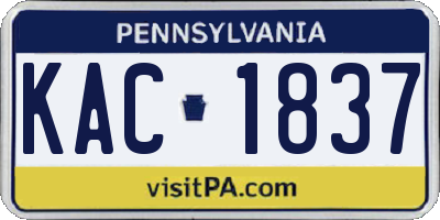 PA license plate KAC1837